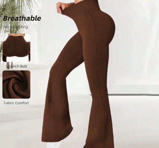 Pantalon de yoga taille haute à jambes larges – Image 2
