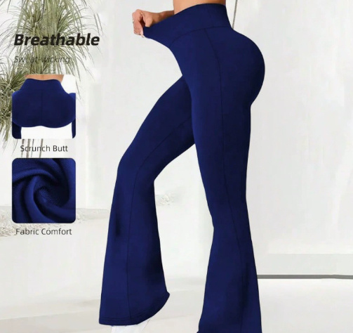Pantalon de yoga taille haute à jambes larges – Image 3