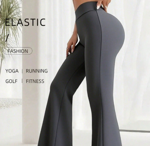 Pantalon de yoga taille haute à jambes larges – Image 5